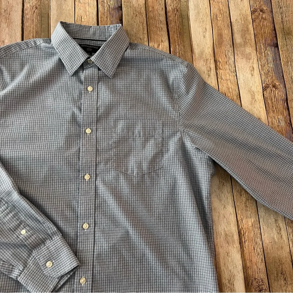 Banana Republic mens long sleeve plaid non-iron button down shirt | size XL